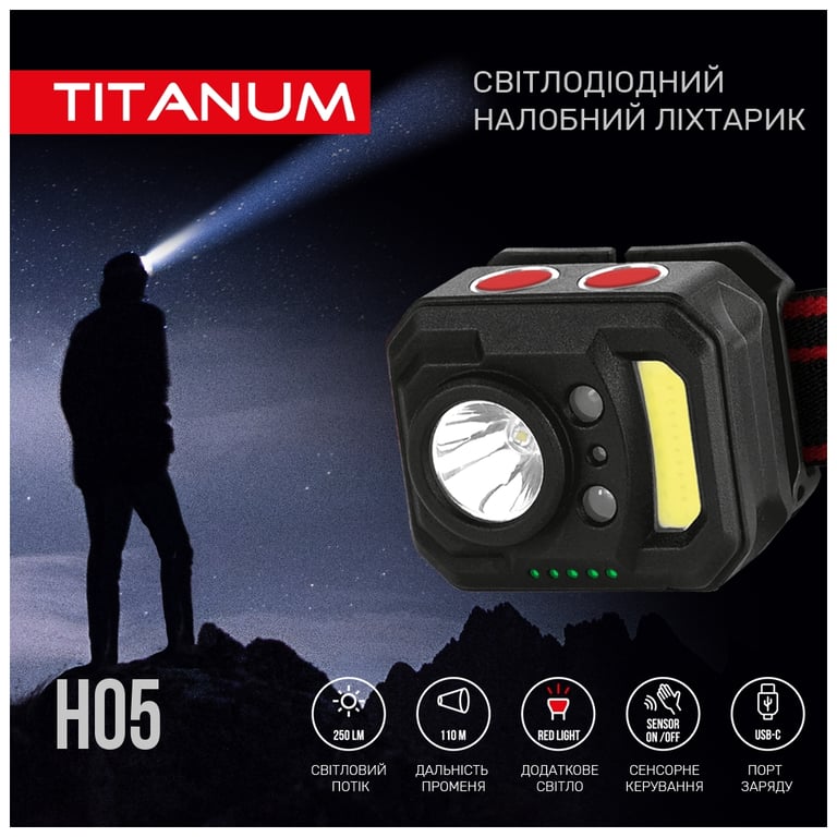 Ліхтар TITANUM 250Lm 6500K (TLF-H05) - фото 3