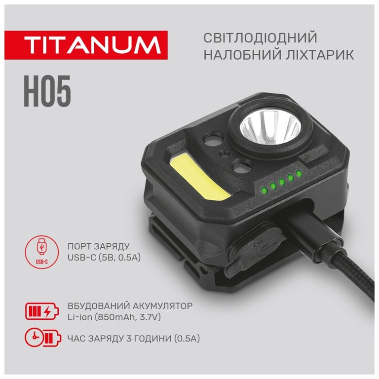 Ліхтар TITANUM 250Lm 6500K (TLF-H05) - фото 8
