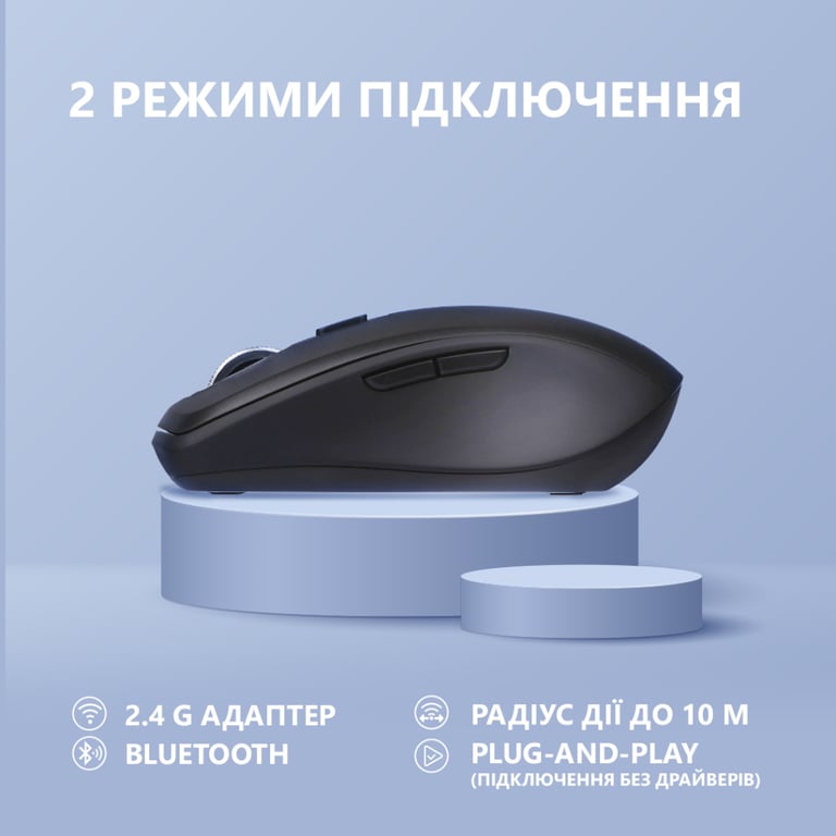 Мишка 2E MF225 Silent Wireless/Bluetooth Black (2E-MF225WBK) - фото 5