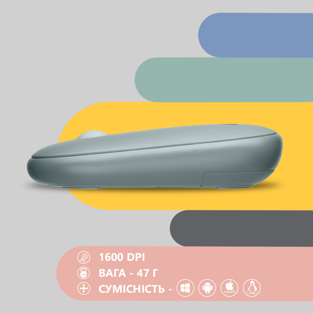 Мишка 2E MF300 Silent Wireless/Bluetooth Ashen Green (2E-MF300WGN) - фото 6 Мишка 2E MF300 Silent Wireless/Bluetooth Ashen Green (2E-MF300WGN) - фото 6