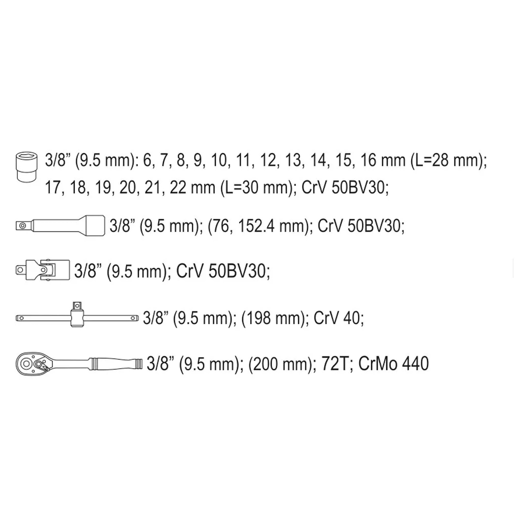 Набір інструментів Yato YT-38561 - фото 6 Набір інструментів Yato YT-38561 - фото 6