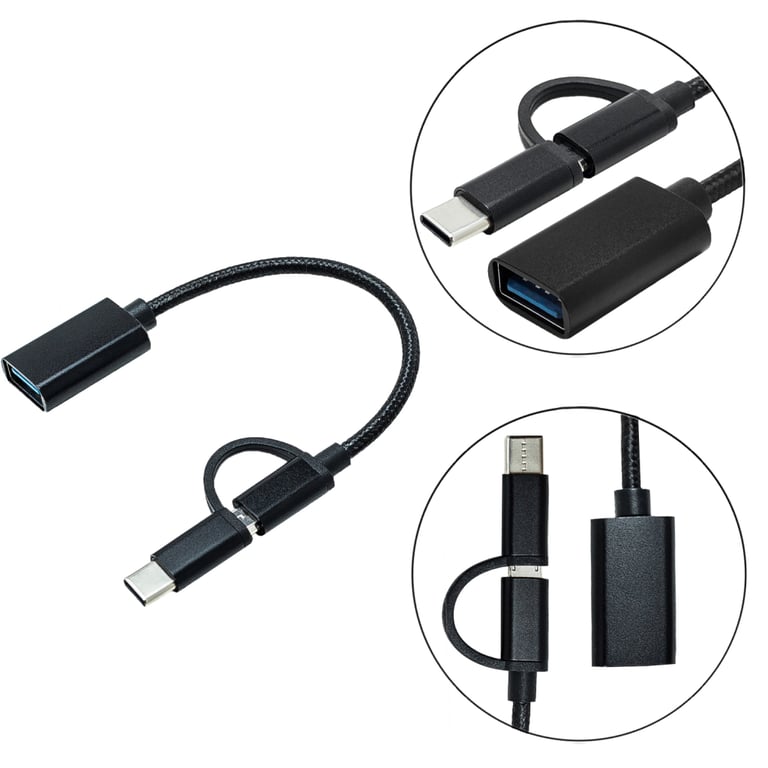 Перехідник OTG AC-150 2in1 USB 3.0 - MicroUSB USB Type-C Black XoKo (AC-150-BK) - фото 4