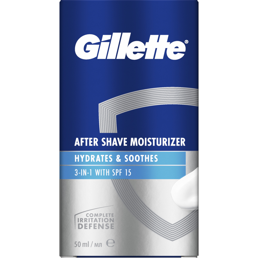 Бальзам після гоління Gillette 3 in 1 Hydrates & Soothes SPF+15 50 мл (8001090303929) - фото 2 Бальзам після гоління Gillette 3 in 1 Hydrates & Soothes SPF+15 50 мл (8001090303929) - фото 2