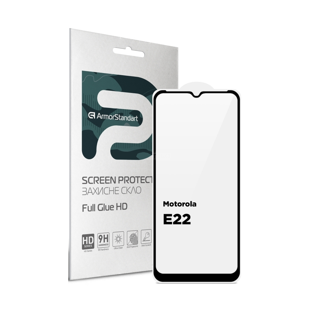 Скло захисне Armorstandart Full Glue HD Motorola E22 Black (ARM67051) - фото 1 Скло захисне Armorstandart Full Glue HD Motorola E22 Black (ARM67051) - фото 1