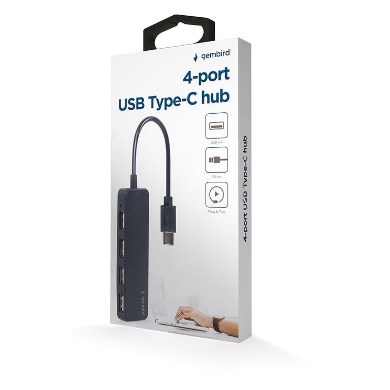 Концентратор Gembird USB-C 4 ports USB 2.0 black (UHB-CM-U2P4-01) - фото 3