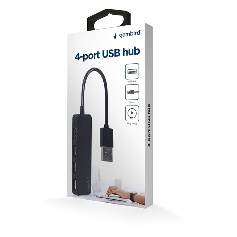 Концентратор Gembird USB 2.0 4 ports black (UHB-U2P4-06) - фото 3