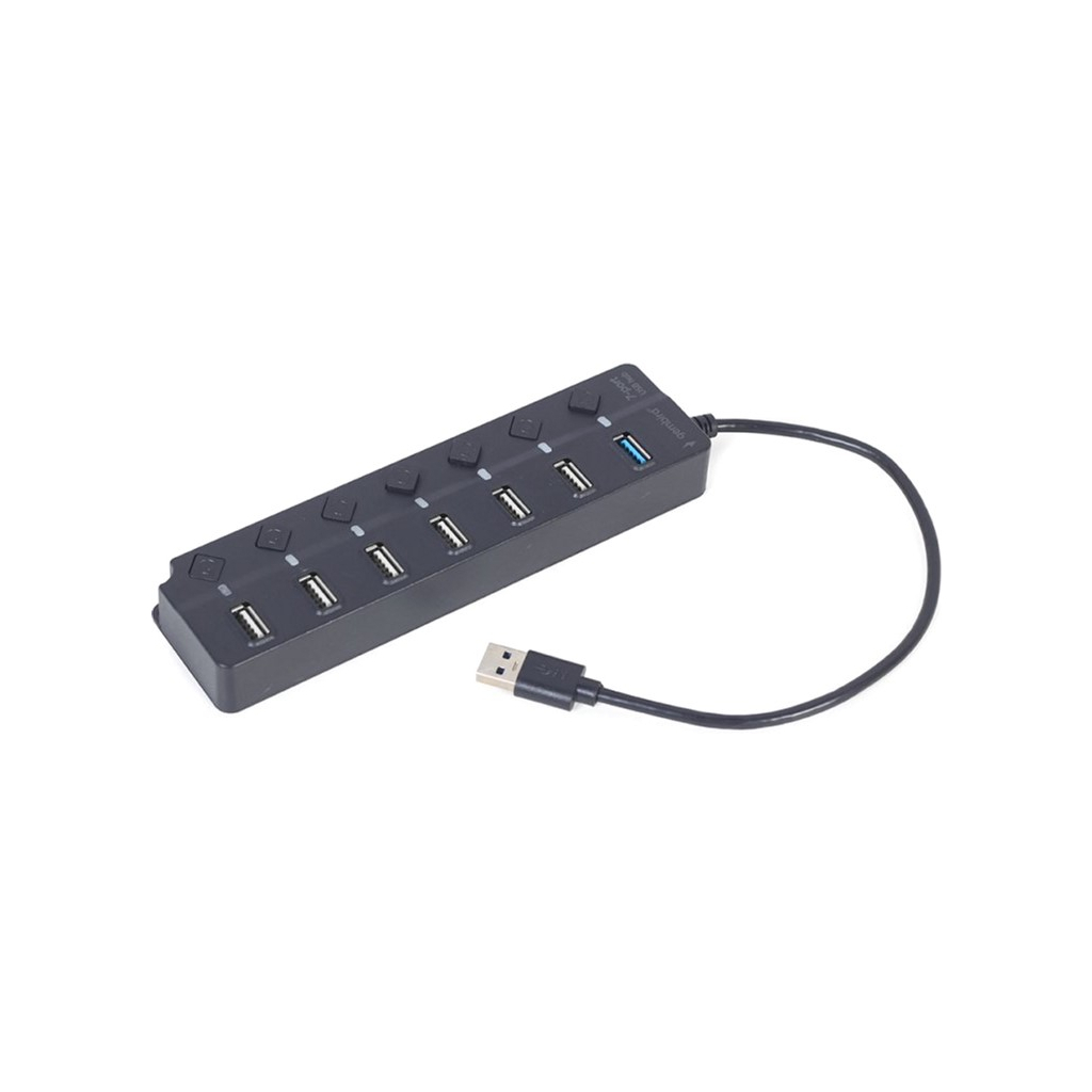 Концентратор Gembird 7 ports (1xUSB3.1+6xUSB2.0) switch black (UHB-U3P1U2P6P-01) - фото 1