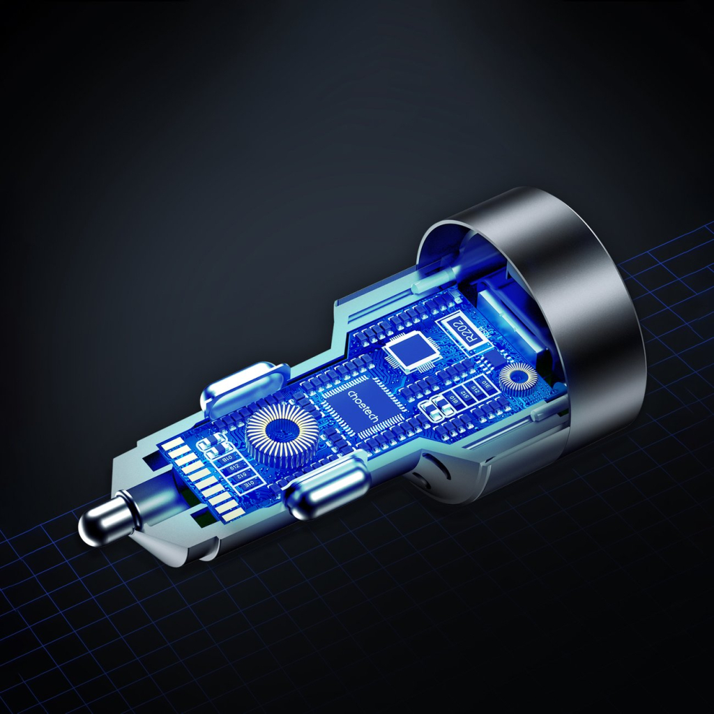 Зарядний пристрій Choetech car 2хUSB-C+USB-A 130W QC3.0/PD/PPS black (TC0011-BK) - фото 7 Зарядний пристрій Choetech car 2хUSB-C+USB-A 130W QC3.0/PD/PPS black (TC0011-BK) - фото 7