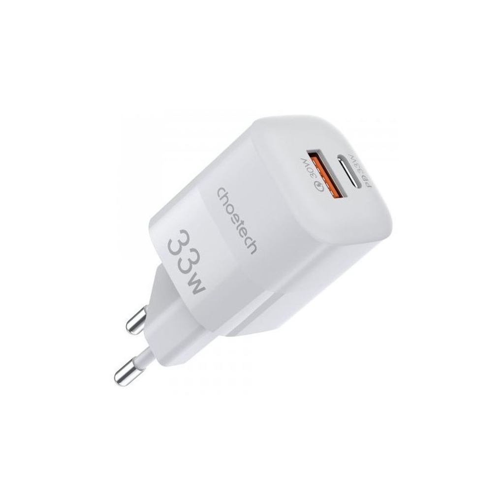 Зарядний пристрій Choetech GaN USB-A/USB-C 33W QC3.0/PD/PPS (PD5006-EU-WH) Зарядний пристрій Choetech GaN USB-A/USB-C 33W QC3.0/PD/PPS (PD5006-EU-WH)
