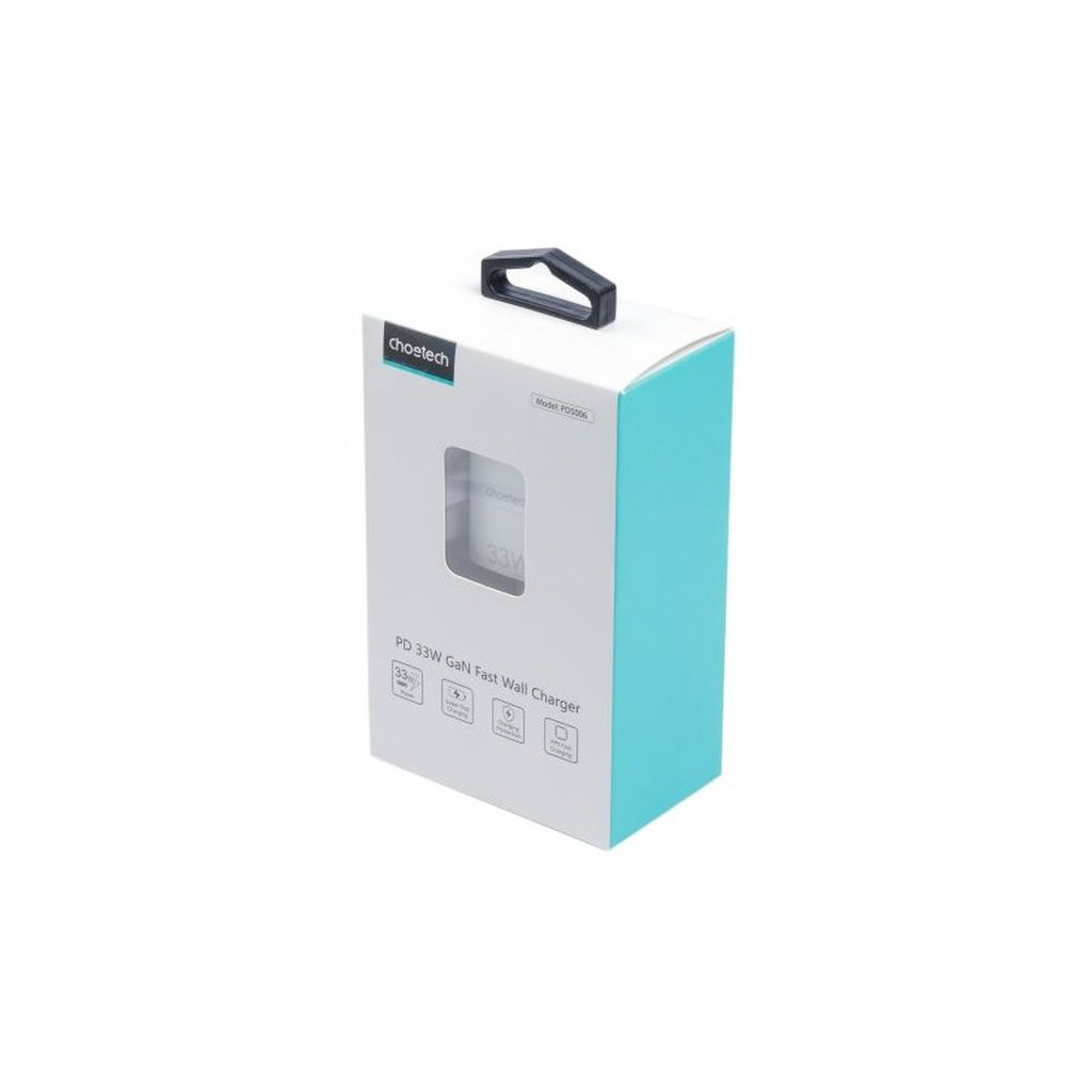 Зарядний пристрій Choetech GaN USB-A/USB-C 33W QC3.0/PD/PPS (PD5006-EU-WH) - фото 3 Зарядний пристрій Choetech GaN USB-A/USB-C 33W QC3.0/PD/PPS (PD5006-EU-WH) - фото 3