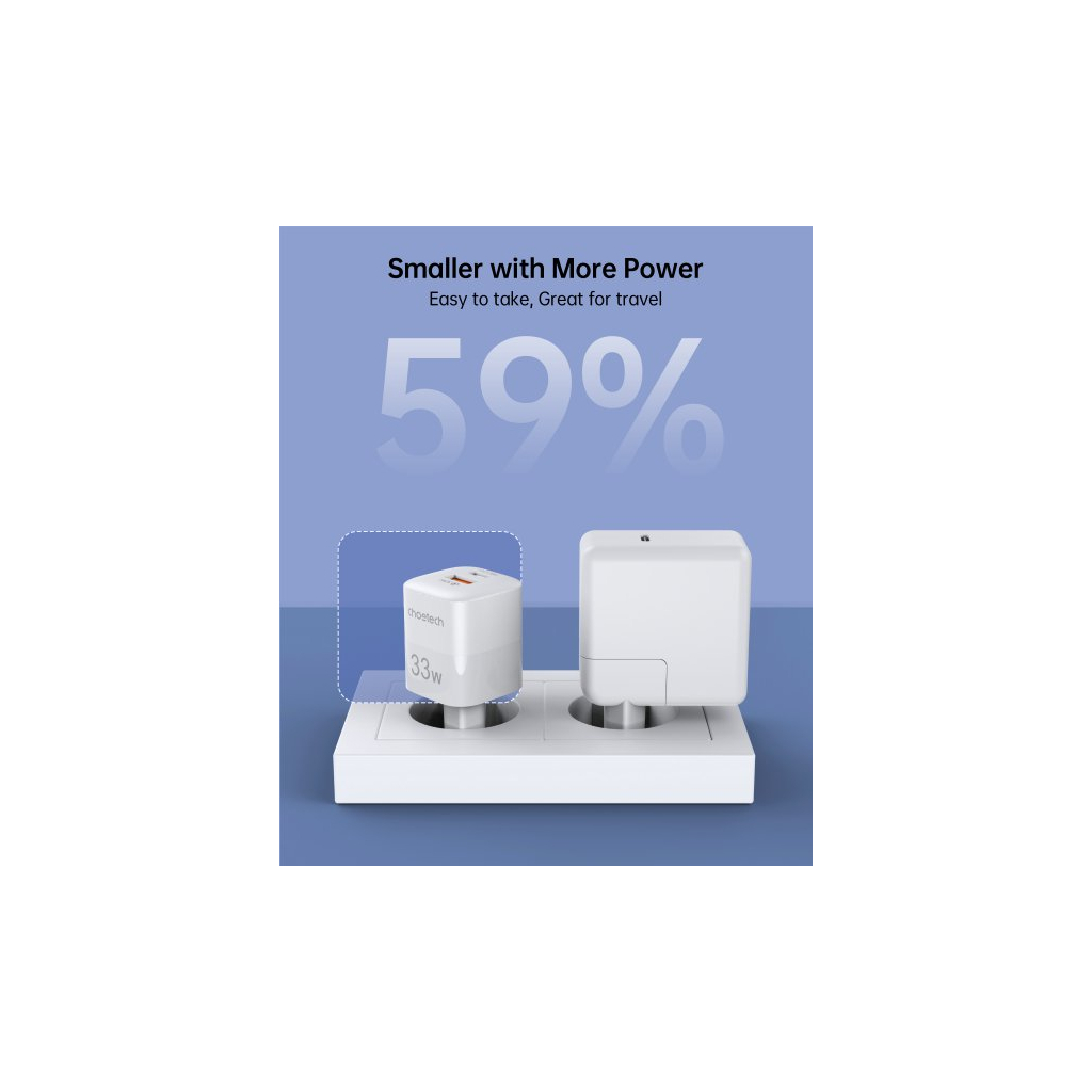 Зарядний пристрій Choetech GaN USB-A/USB-C 33W QC3.0/PD/PPS (PD5006-EU-WH) - фото 6 Зарядний пристрій Choetech GaN USB-A/USB-C 33W QC3.0/PD/PPS (PD5006-EU-WH) - фото 6