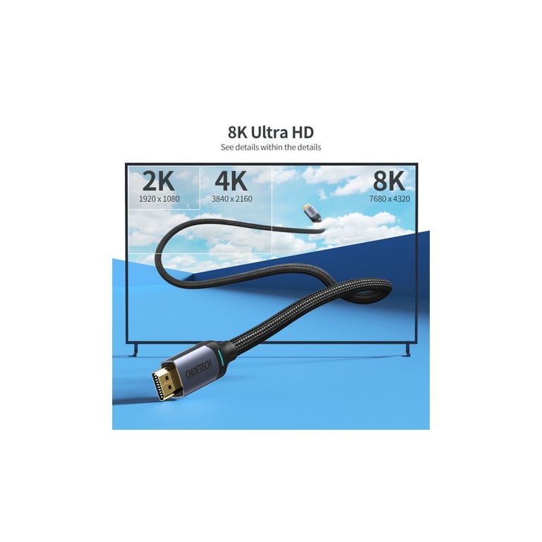 Кабель мультимедійний HDMI M to HDMI M 2.0m V2.1 8K60Hz HDR10 HLG Choetech (XHH01-BK) - фото 3