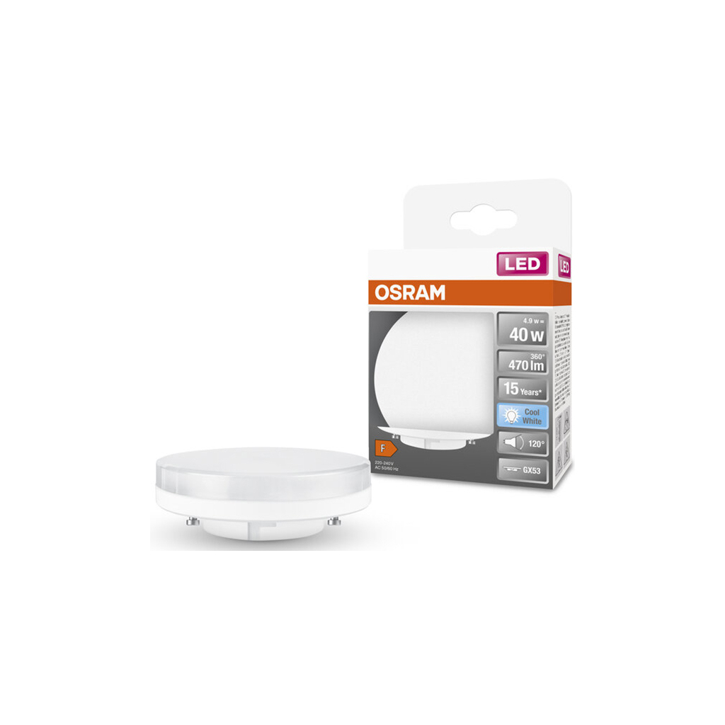 Лампочка Osram LED STAR, 4.9W, 470Lm, 4000K, GX53 (4058075433465) - фото 2 Лампочка Osram LED STAR, 4.9W, 470Lm, 4000K, GX53 (4058075433465) - фото 2