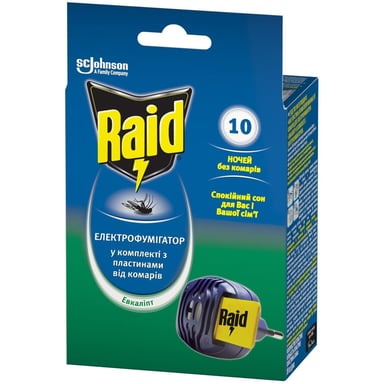 Фумігатор Raid від комарів з пластинами Евкаліпта 10 ночей (5000204183016) - фото 1