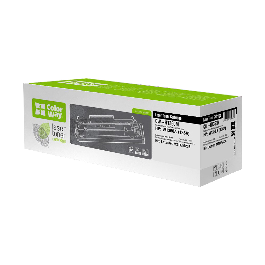 Картридж ColorWay HP W1360A LJ M211/M236 без чипа (CW-H1360M) - фото 1 Картридж ColorWay HP W1360A LJ M211/M236 без чипа (CW-H1360M) - фото 1