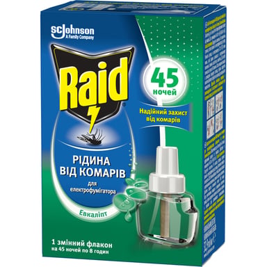 Рідина для фумігатора Raid від комарів 45 ночей з евкаліптом (5000204329100) - фото 1
