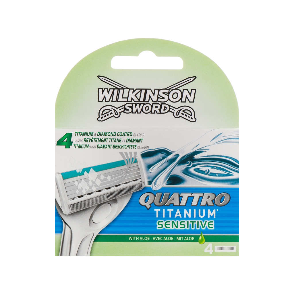 Змінні касети Wilkinson Sword Quattro Titanium Sensitive 4 шт. (4027800509805) - фото 1 Змінні касети Wilkinson Sword Quattro Titanium Sensitive 4 шт. (4027800509805) - фото 1