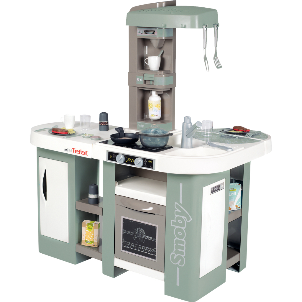 Ігровий набір Smoby Велика інтерактивна кухня Тефаль Студіо з ефектом кипіння 34 аксесуари М%27ятно-сіра з білим (311053) Ігровий набір Smoby Велика інтерактивна кухня Тефаль Студіо з ефектом кипіння 34 аксесуари М%27ятно-сіра з білим (311053)