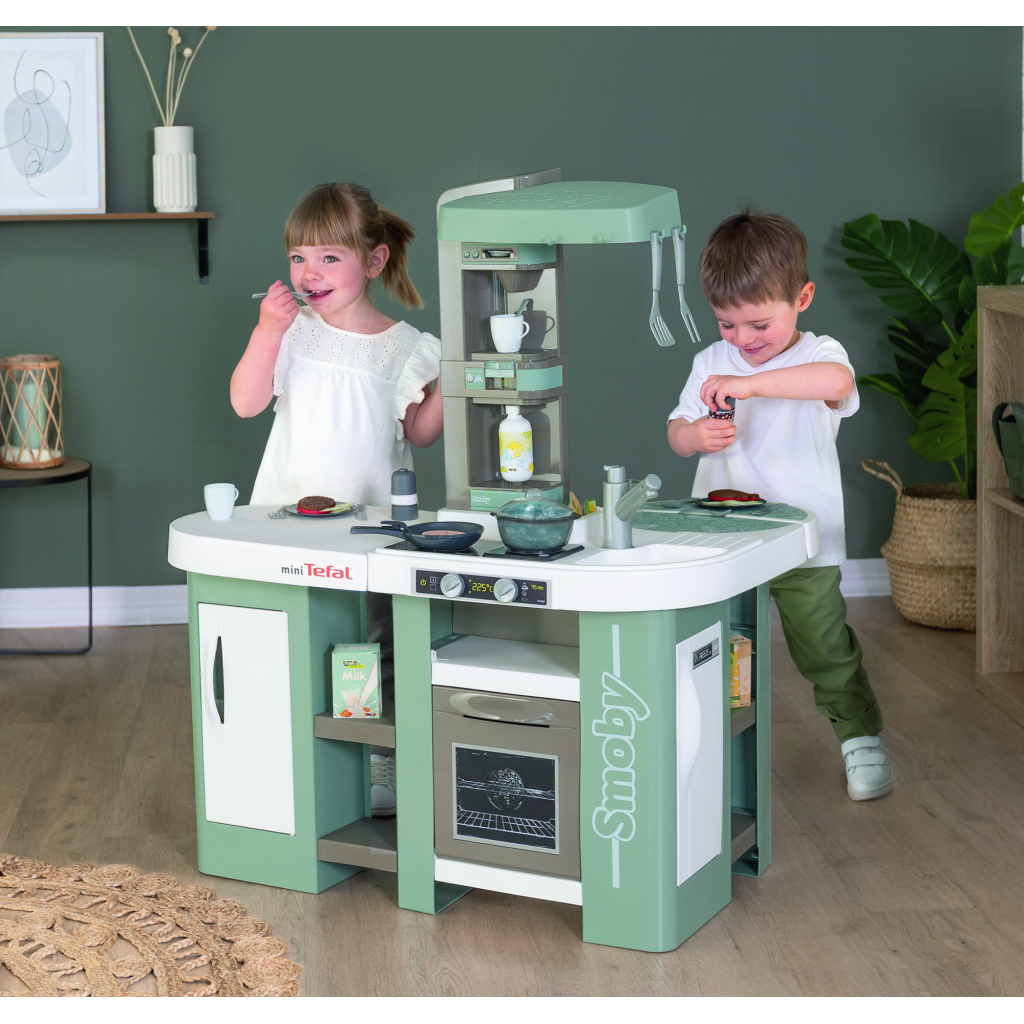 Ігровий набір Smoby Велика інтерактивна кухня Тефаль Студіо з ефектом кипіння 34 аксесуари М'ятно-сіра з білим (311053) - фото 4 Ігровий набір Smoby Велика інтерактивна кухня Тефаль Студіо з ефектом кипіння 34 аксесуари М'ятно-сіра з білим (311053) - фото 4