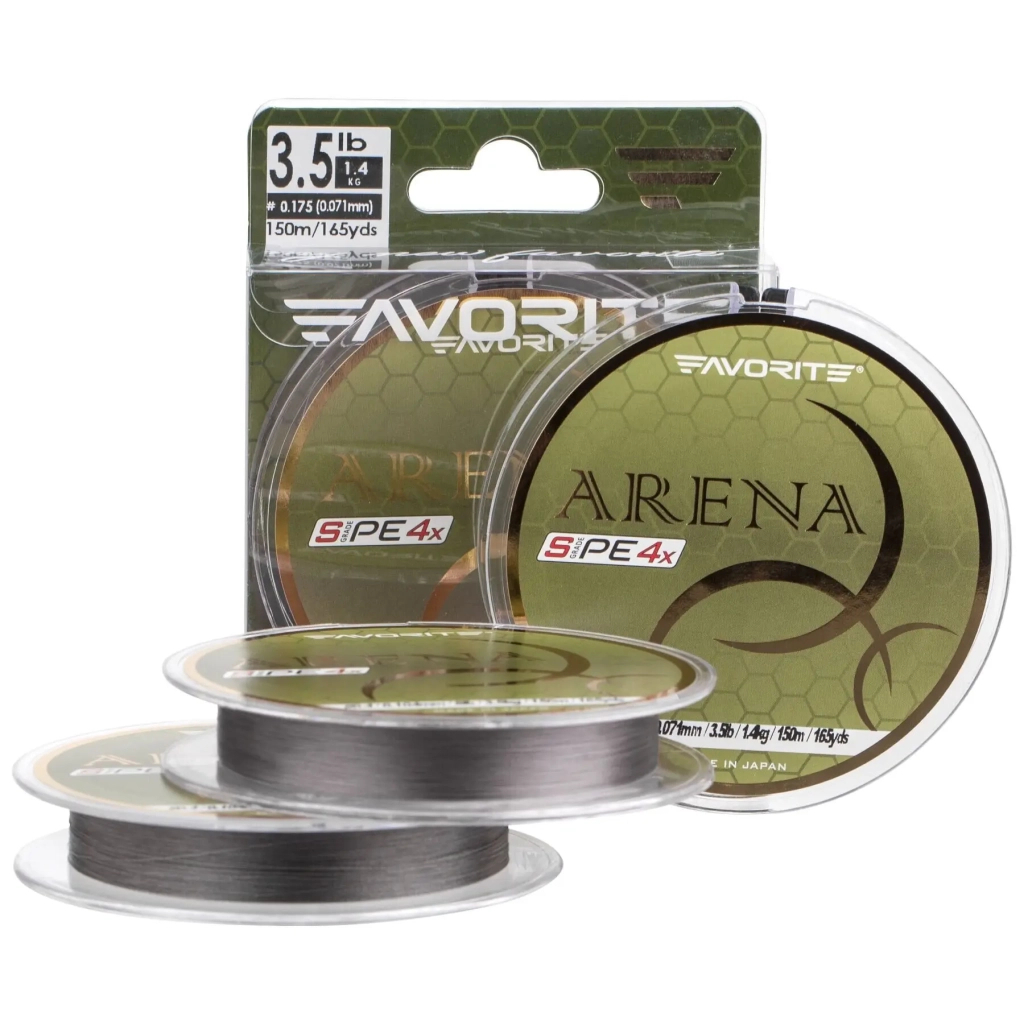 Шнур Favorite Arena PE 4x 150m 0.2/0.076mm 5lb/2.1kg Silver Gray (1693.10.89) - фото 1 Шнур Favorite Arena PE 4x 150m 0.2/0.076mm 5lb/2.1kg Silver Gray (1693.10.89) - фото 1