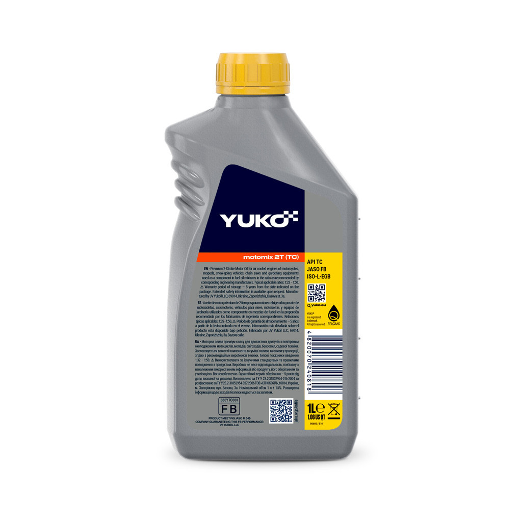Моторна олива Yuko MOTOMIX 2T (TC) 1л (4820070240818) - фото 2 Моторна олива Yuko MOTOMIX 2T (TC) 1л (4820070240818) - фото 2