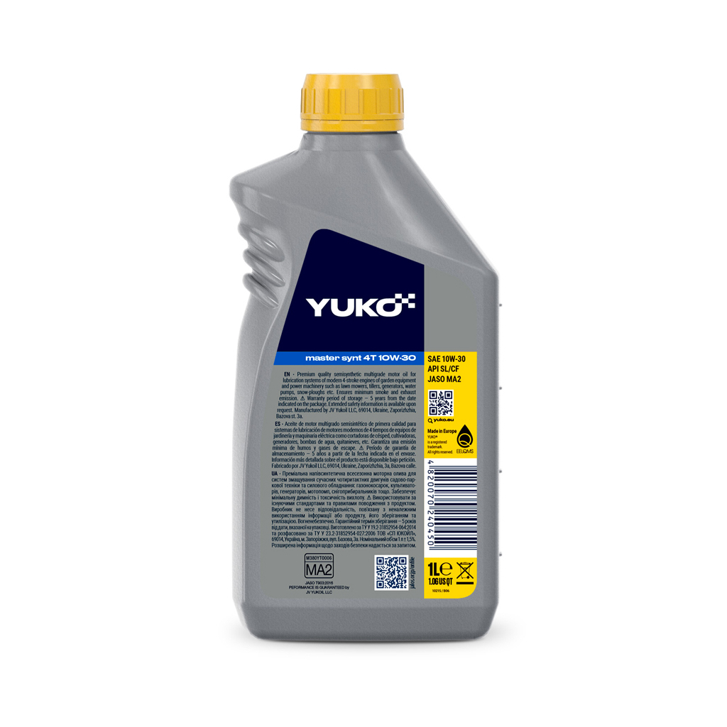 Моторна олива Yuko MASTER SYNT 4T 10-30 1л (4820070240450) - фото 2 Моторна олива Yuko MASTER SYNT 4T 10-30 1л (4820070240450) - фото 2