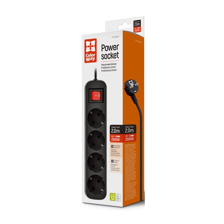 Мережевий фільтр живлення ColorWay CW-PSEA42BK /2M black (CW-PSEA42BK) - фото 6
