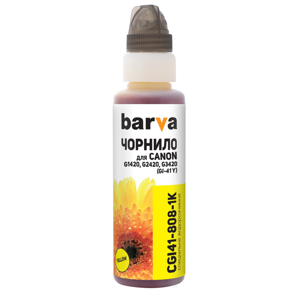 Чорнило Barva Canon GI-41 100 мл, yellow, флакон OneKey 1K (CGI41-808-1K) - фото 1