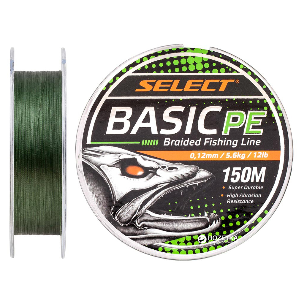 Шнур Select Basic PE 150m Dark Green 0.12mm 12lb/5.6kg (1870.18.22) - фото 1 Шнур Select Basic PE 150m Dark Green 0.12mm 12lb/5.6kg (1870.18.22) - фото 1