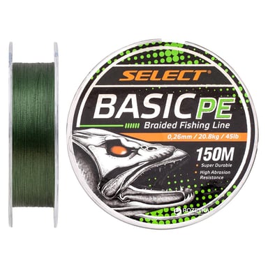 Шнур Select Basic PE 150m Dark Green 0.26mm 45lb/20.8kg (1870.18.74) - фото 1