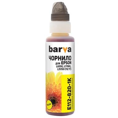 Чорнило Barva Epson 112 100 мл, yellow, флакон OneKey 1K (E112-820-1K) - фото 1