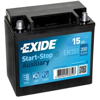 Акумулятор автомобільний EXIDE START STOP AUXILIARY 15Ah (+/-) (200EN) (EK151) - фото 1