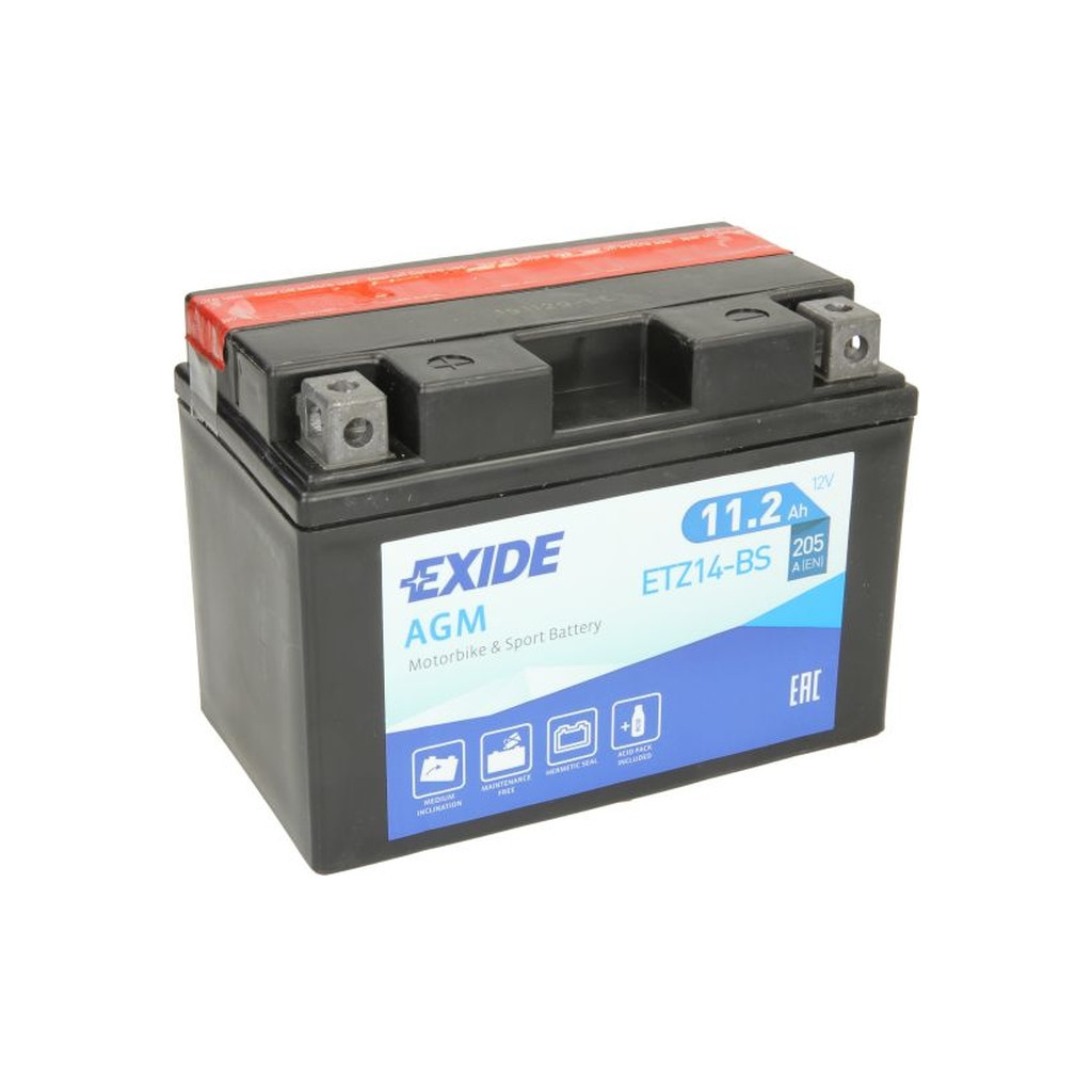 Акумулятор автомобільний EXIDE AGM 11,2Ah (+/-) (205EN) (ETZ14-BS) - фото 1