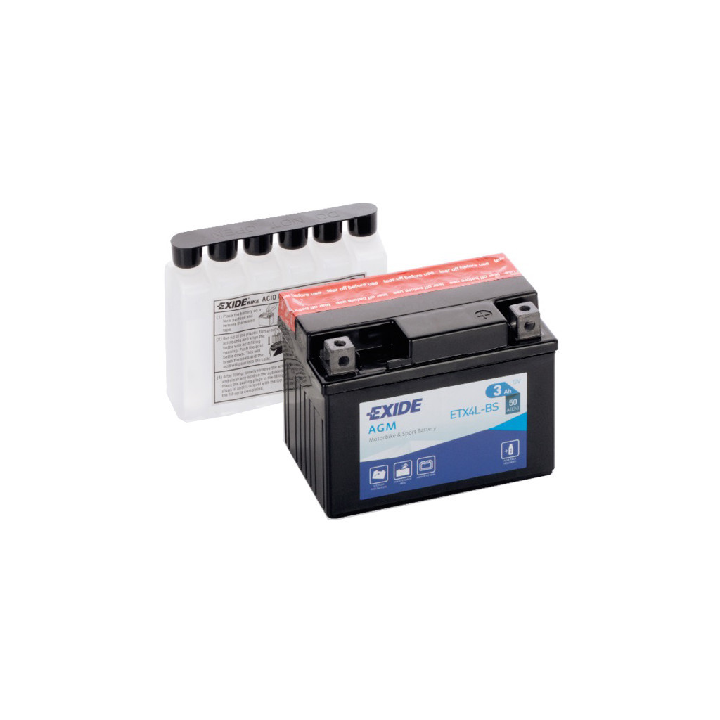 Акумулятор автомобільний EXIDE AGM 3Ah Ев (-/+) (50EN) (ETX4L-BS) Акумулятор автомобільний EXIDE AGM 3Ah Ев (-/+) (50EN) (ETX4L-BS)