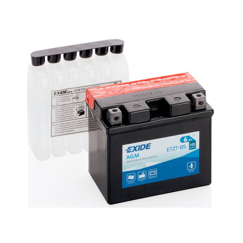 Акумулятор автомобільний EXIDE AGM 6Ah Ев (-/+) (100EN) (ETZ7-BS) - фото 1 Акумулятор автомобільний EXIDE AGM 6Ah Ев (-/+) (100EN) (ETZ7-BS) - фото 1