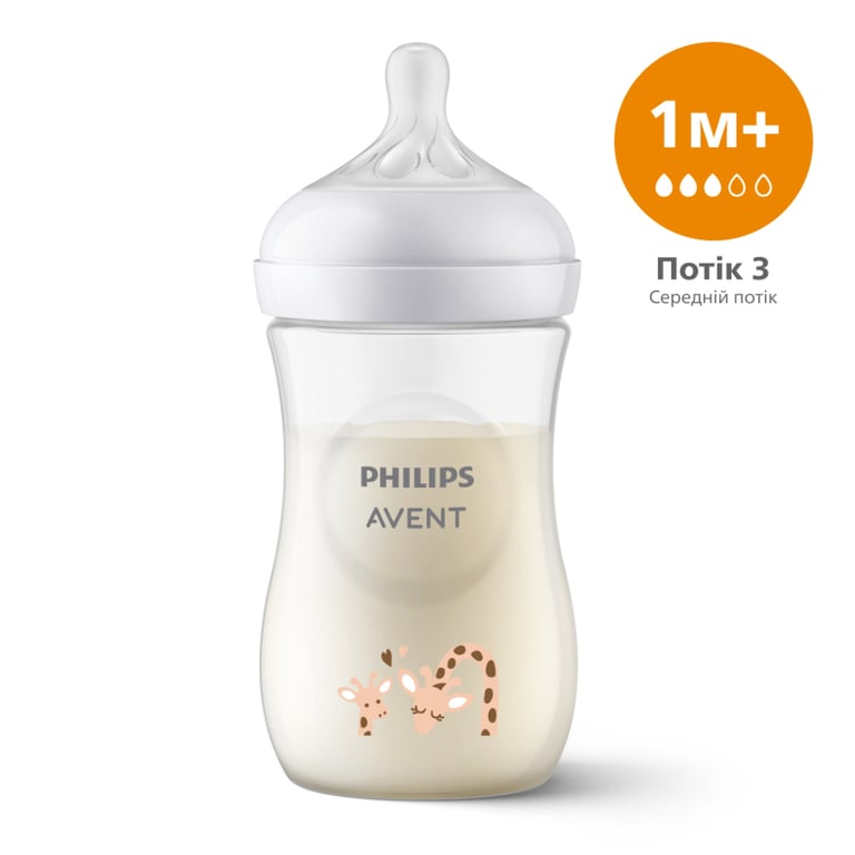 Пляшечка для годування Philips AVENT Natural Природний потік Жираф 260 мл (SCY903/66) - фото 1