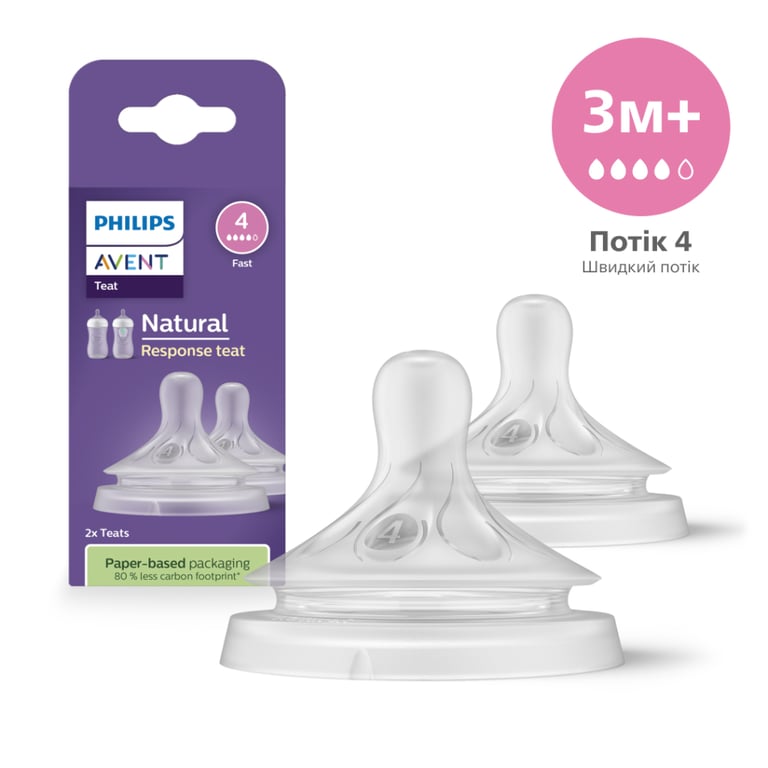 Соска Philips AVENT Natural середній потік 3+ міс 2 шт (SCY964/02) - фото 1