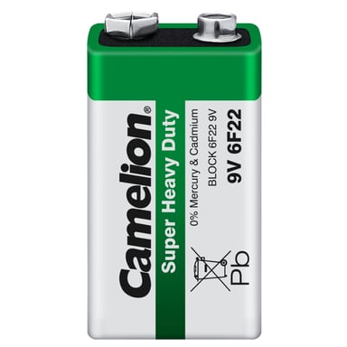Батарейка Camelion Крона 6F22 9V Super Heavy Duty Green * 1 (6F22-SP1G) - фото 1