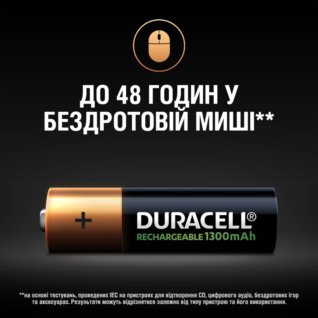 Акумулятор Duracell AA HR6 1300mAh * 4 (5007324) - фото 6 Акумулятор Duracell AA HR6 1300mAh * 4 (5007324) - фото 6