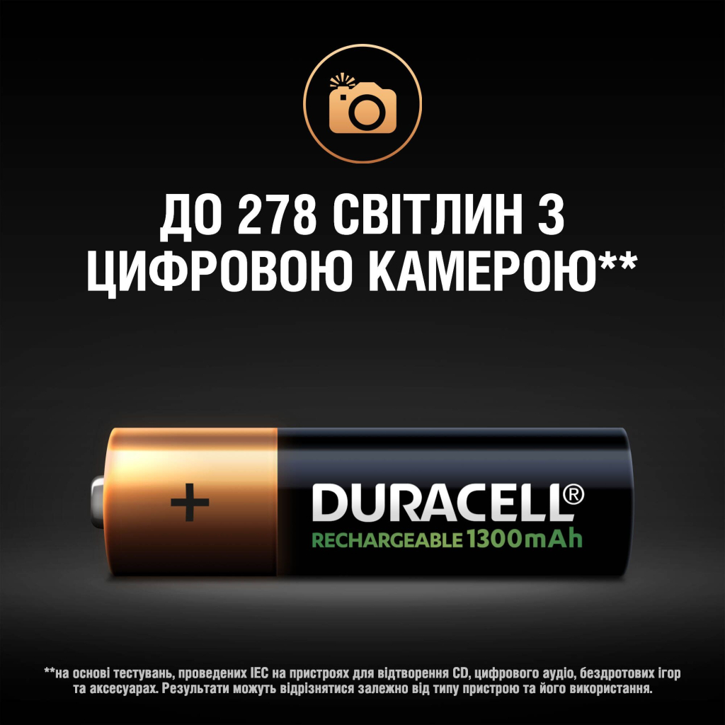 Акумулятор Duracell AA HR6 1300mAh * 4 (5007324) - фото 8 Акумулятор Duracell AA HR6 1300mAh * 4 (5007324) - фото 8