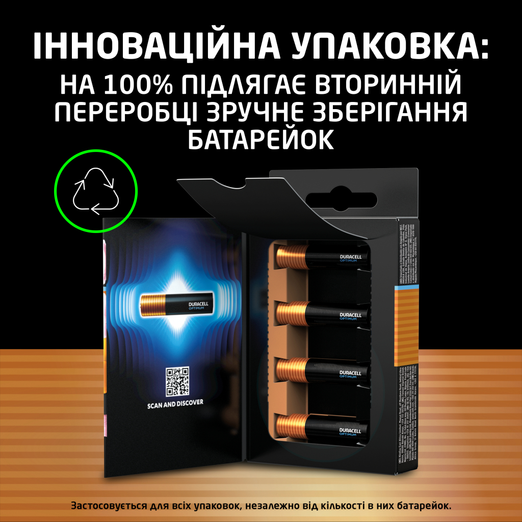 Батарейка Duracell Optimum AAA лужні 8 шт. в упаковці (5015602) - фото 4 Батарейка Duracell Optimum AAA лужні 8 шт. в упаковці (5015602) - фото 4
