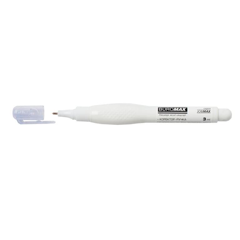 Коректор Buromax ручка 3 мл Jobmax, спиртова основа, металевий наконечник (BM.1050) - фото 1