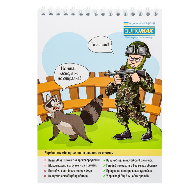 Блокнот Buromax на пружині зверху Patriot COMBAT ANIMALS A5 48 аркушів у клітину (BM.24545110) - фото 9