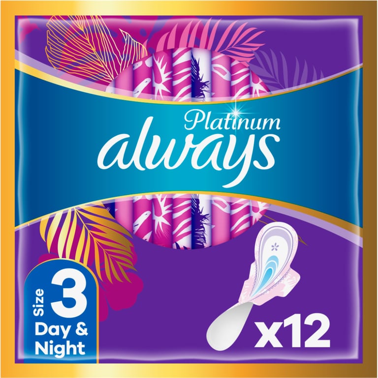 Гігієнічні прокладки Always Platinum Day&Night (Розмір 3) 12 шт. (8001090445070) - фото 1