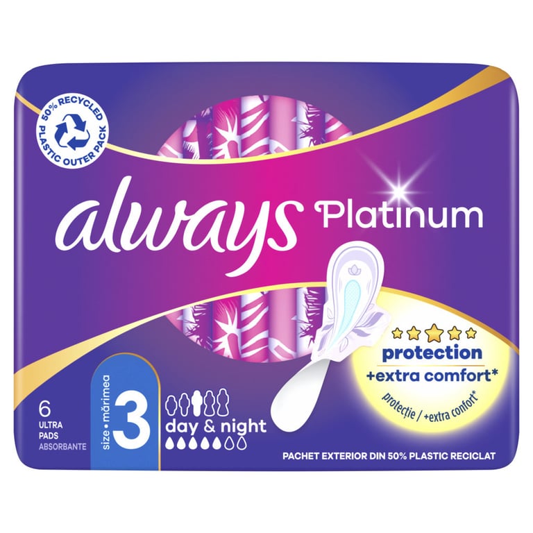 Гігієнічні прокладки Always Platinum Day&Night (Розмір 3) 6 шт. (8001090445032) - фото 2