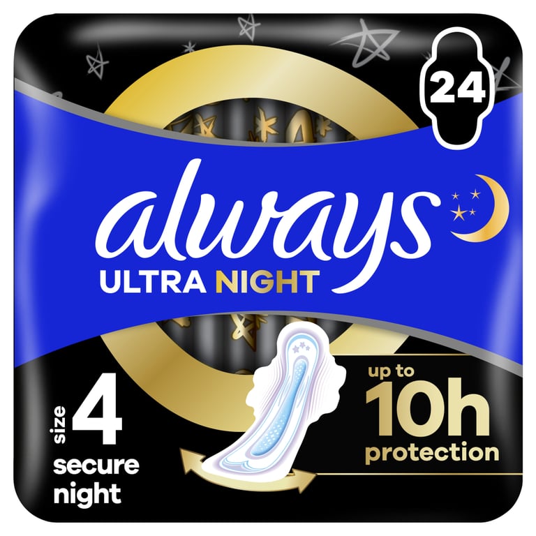 Гігієнічні прокладки Always Ultra Secure Night (Розмір 4) 24 шт. (8006540093764) - фото 1