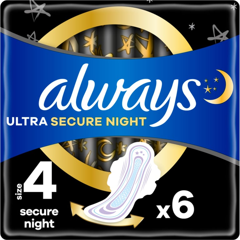 Гігієнічні прокладки Always Ultra Secure Night (Розмір 4) 6 шт. (8001841733050) - фото 1