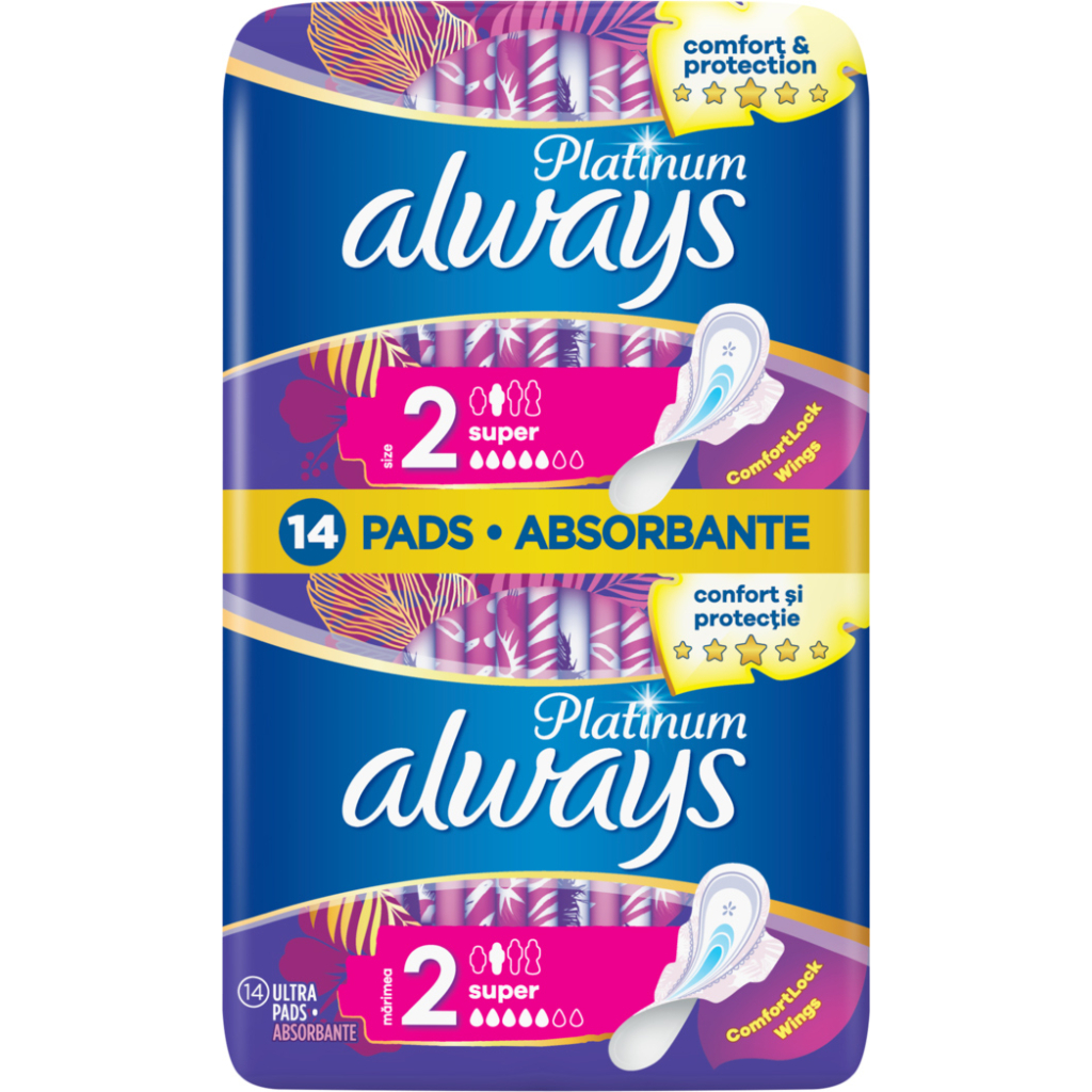 Гігієнічні прокладки Always Platinum Super (Розмір 2) 14 шт. (8001090444998) - фото 2 Гігієнічні прокладки Always Platinum Super (Розмір 2) 14 шт. (8001090444998) - фото 2