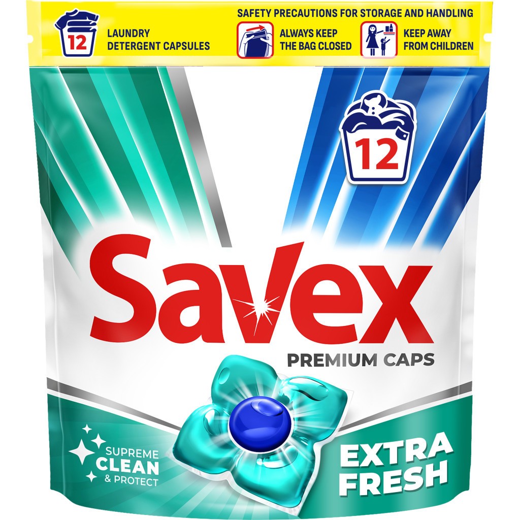 Капсули для прання Savex Premium Caps Extra Fresh 12 шт. (3800024046834) - фото 1 Капсули для прання Savex Premium Caps Extra Fresh 12 шт. (3800024046834) - фото 1
