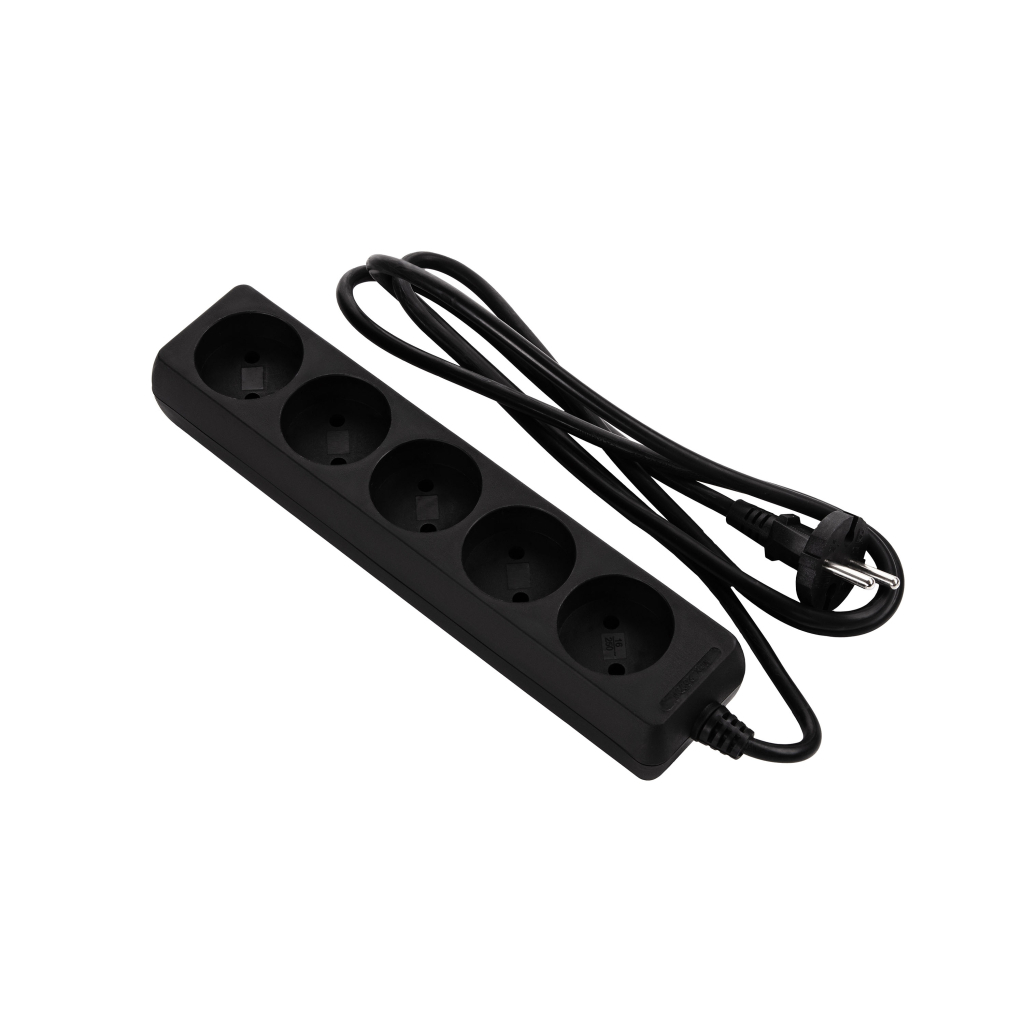 Мережевий подовжувач 2E 5XCEE7/17, 1.5м, black (2E-U0510M1.5BK_Gift) - фото 1